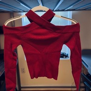 Sexy Maroon Cropped Sweater